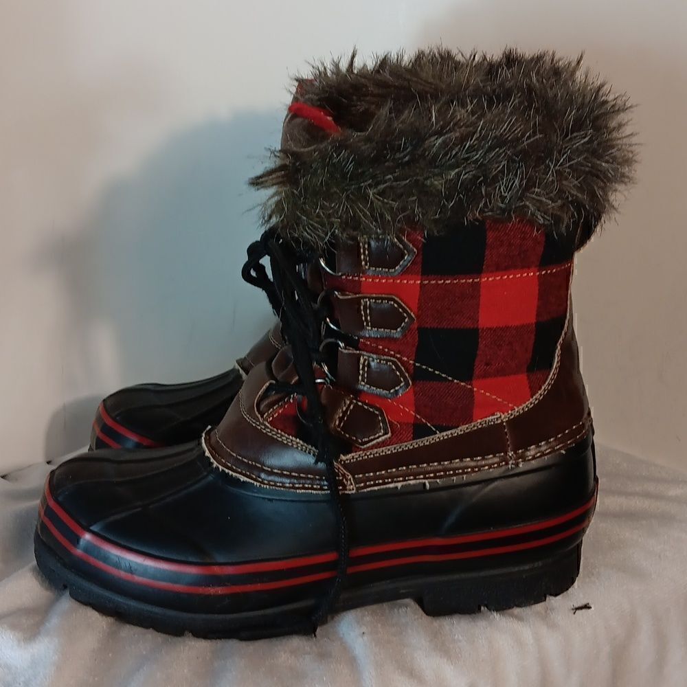 Natural Reflections Plaid Faux Fur Women's Winter Boots
